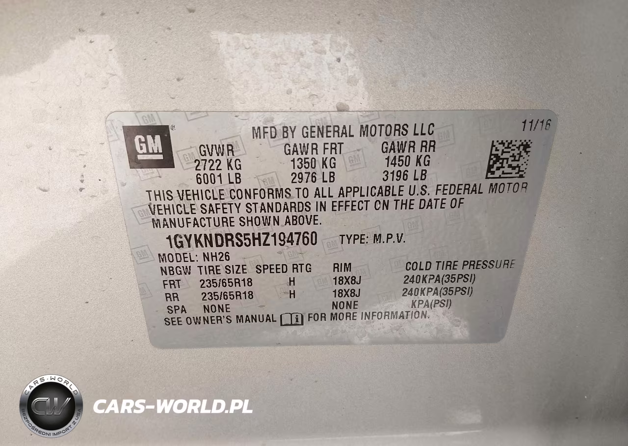 2017 Cadillac Xt5 Luxury VIN:1GYKNDRS5HZ194760 - 9