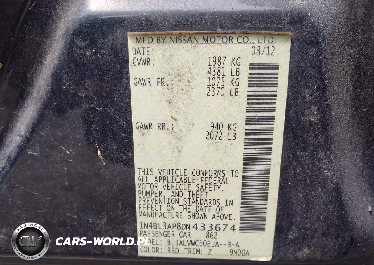 2013 Nissan Altima 3.5 Sl VIN:1N4BL3AP8DN433674 - 9