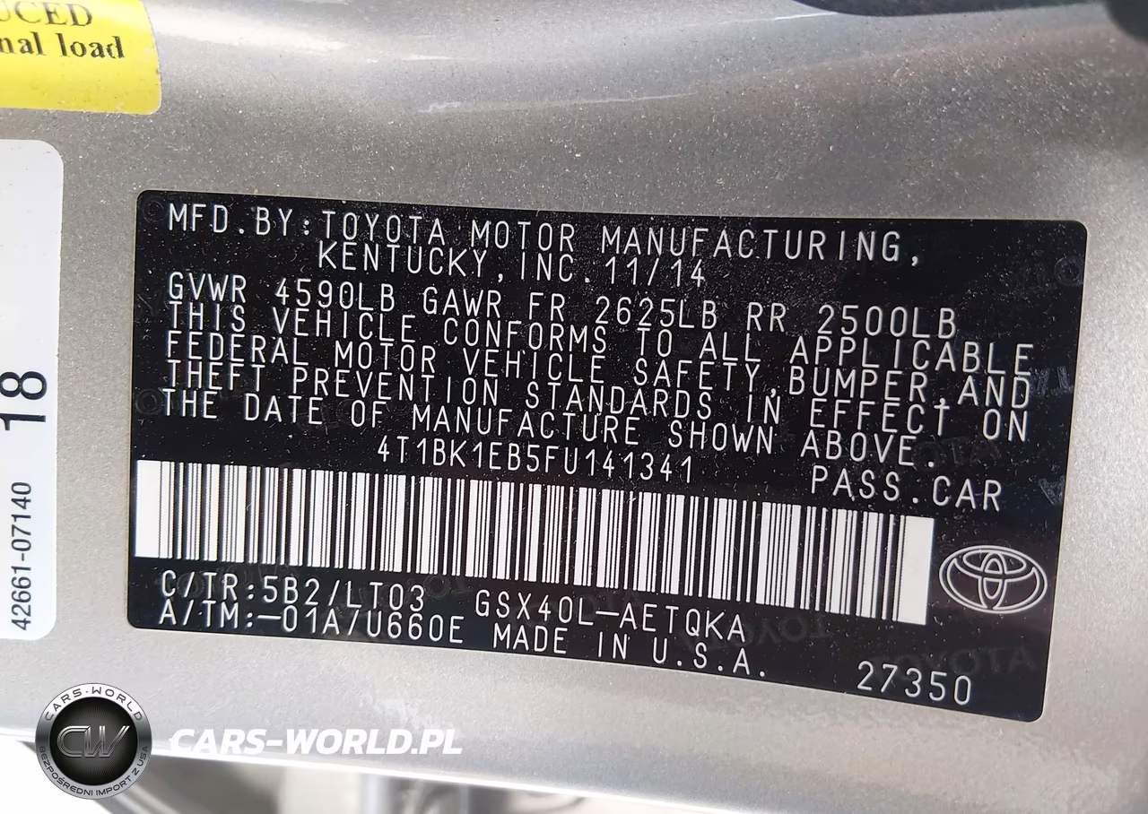 2015 Toyota Avalon Xle Touring VIN:4T1BK1EB5FU141341 - 9