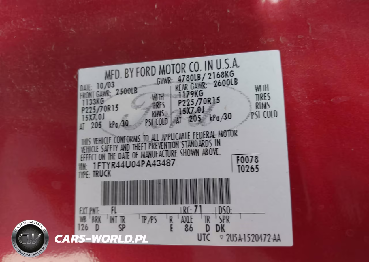 2004 Ford Ranger Edge-Tremor-Xlt VIN:1FTYR44U04PA43487 - 9