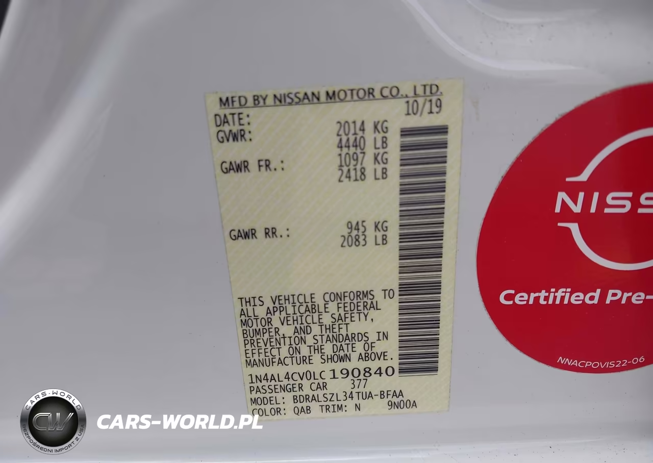 2020 Nissan Altima Sr Vc-Turbo Fwd VIN:1N4AL4CV0LC190840 - 9