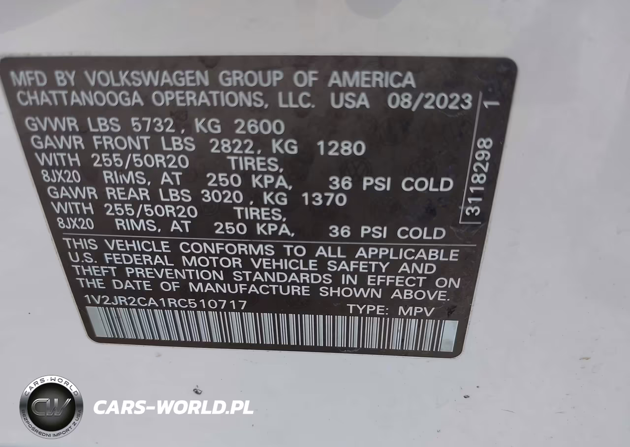 2024 Volkswagen Atlas 2.0T Se W-Technology VIN:1V2JR2CA1RC510717 - 9