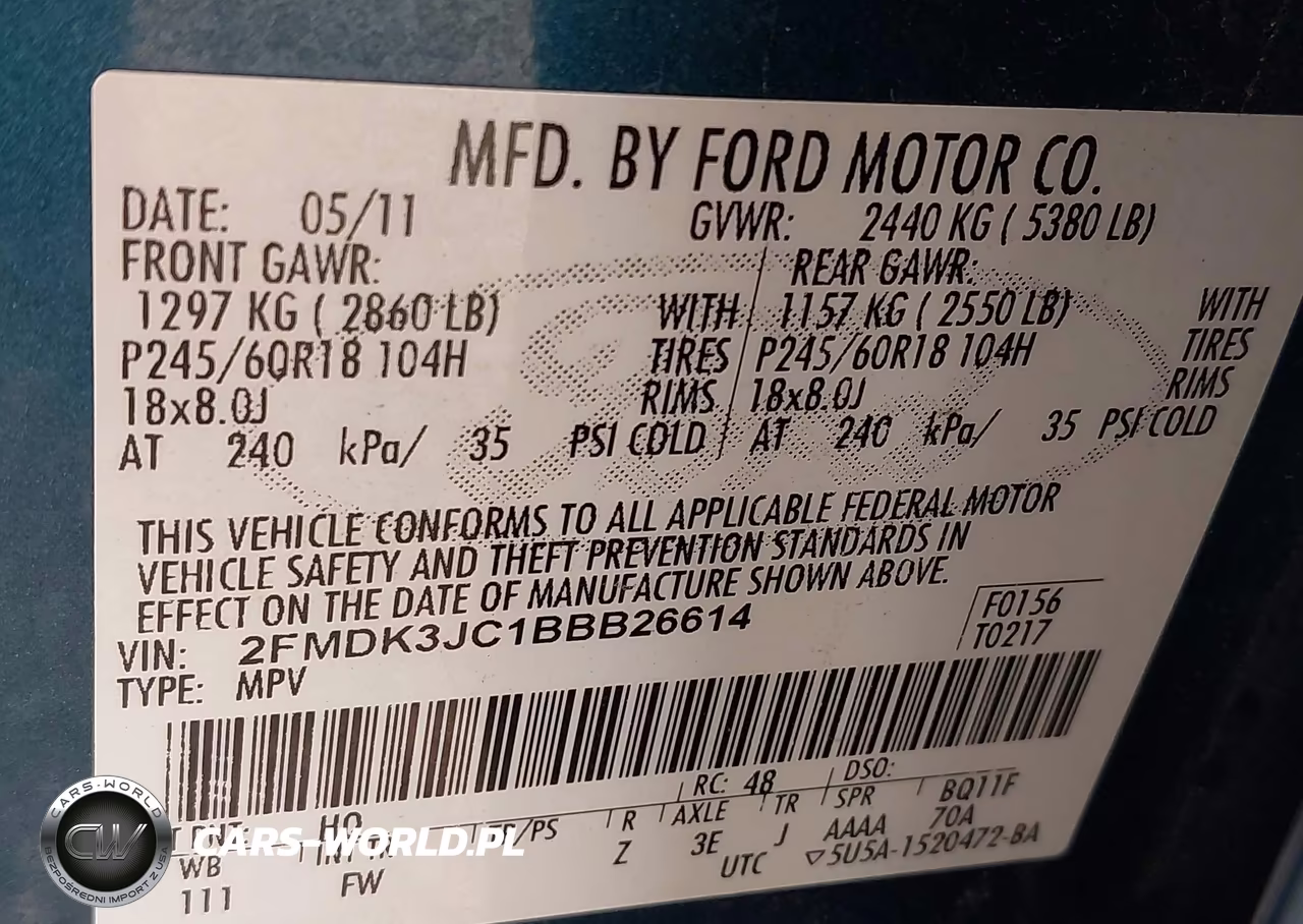2011 Ford Edge Sel VIN:2FMDK3JC1BBB26614 - 9