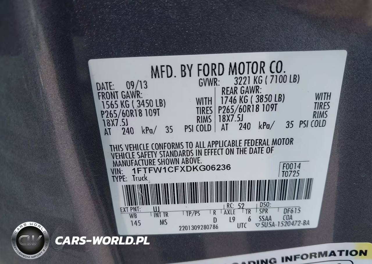 2013 Ford F-150 Xlt VIN:1FTFW1CFXDKG06236 - 9