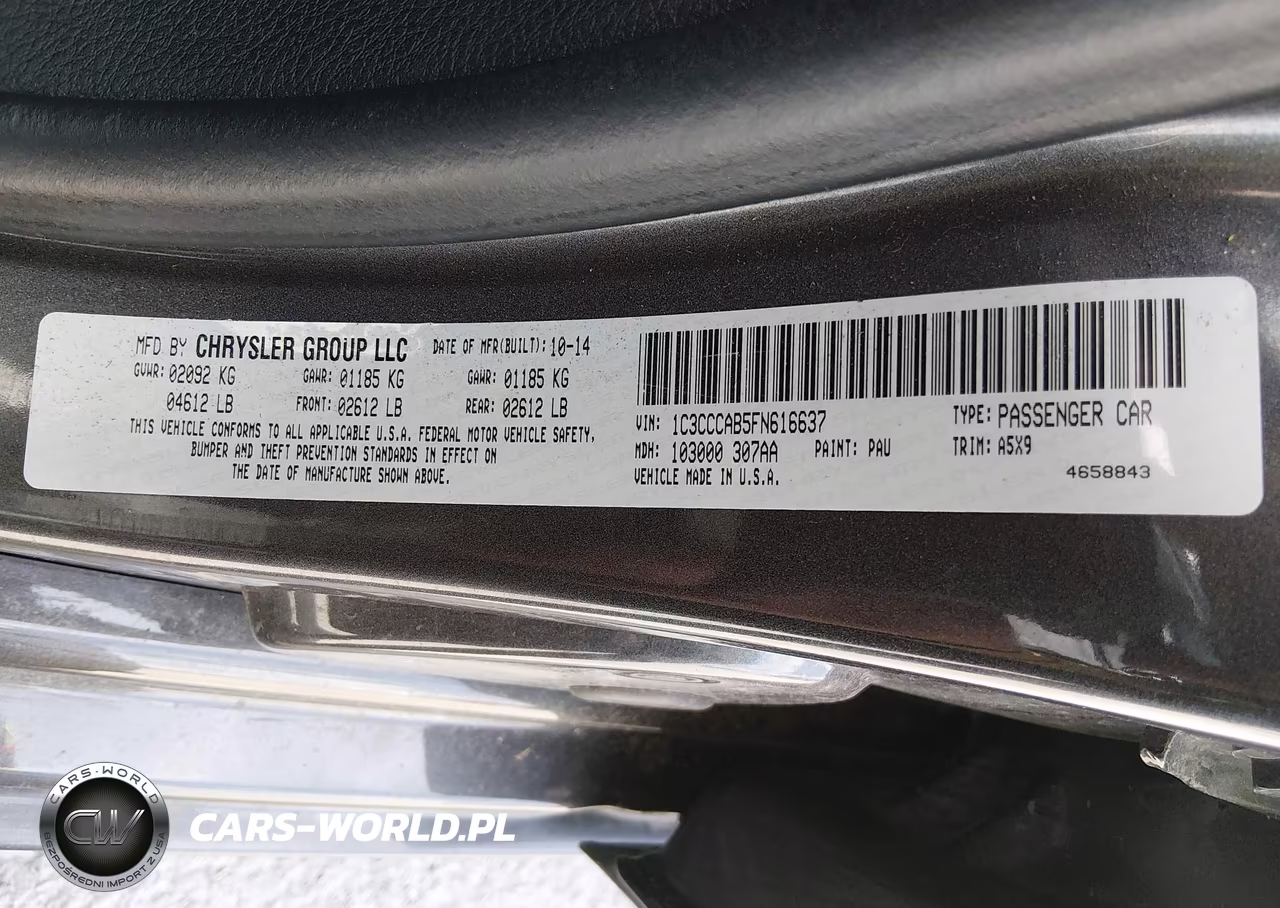 2015 Chrysler 200 Limited VIN:1C3CCCAB5FN616637 - 9