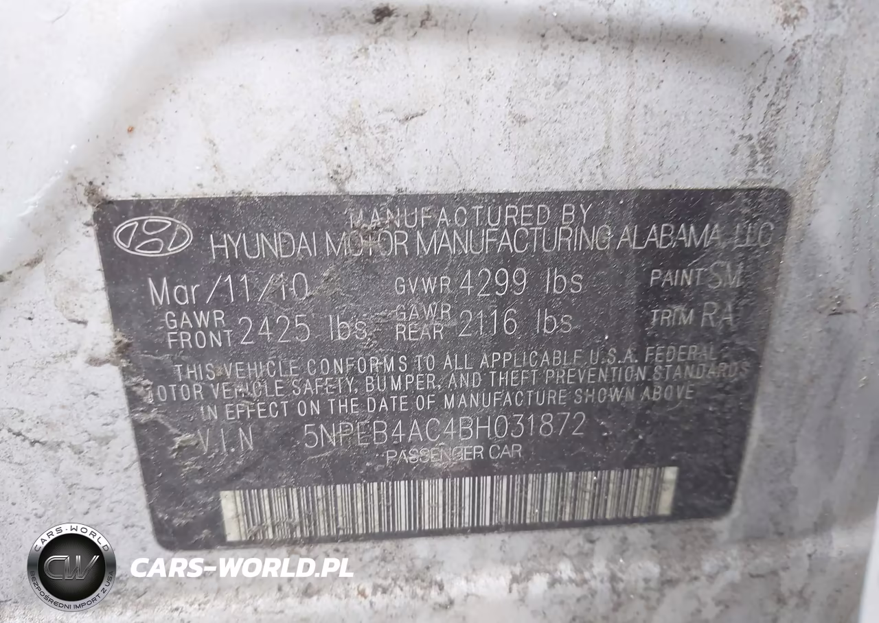 2011 Hyundai Sonata Gls VIN:5NPEB4AC4BH031872 - 9