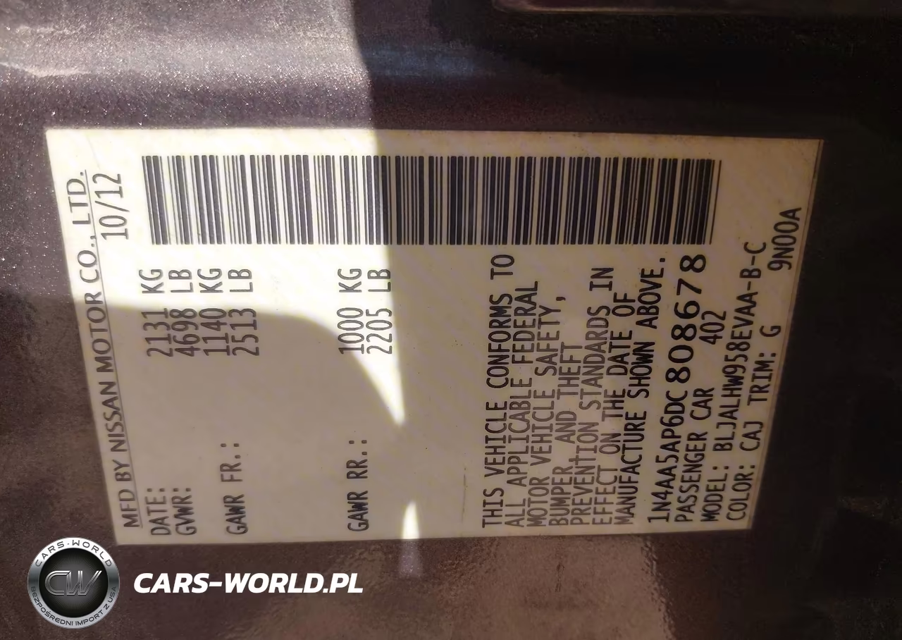 2013 Nissan Maxima 3.5 Sv VIN:1N4AA5AP6DC808678 - 9