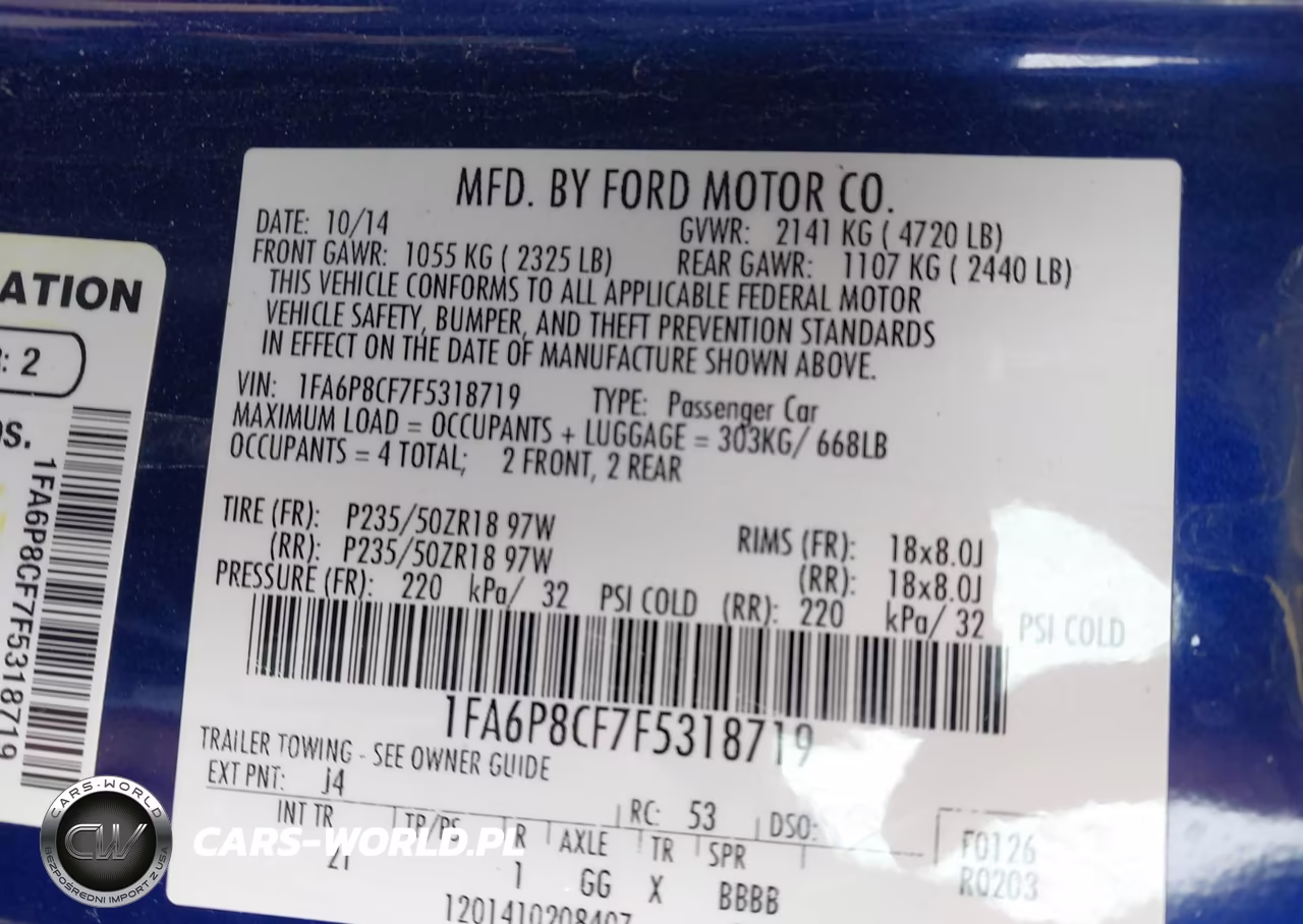 2015 Ford Mustang Gt VIN:1FA6P8CF7F5318719 - 9