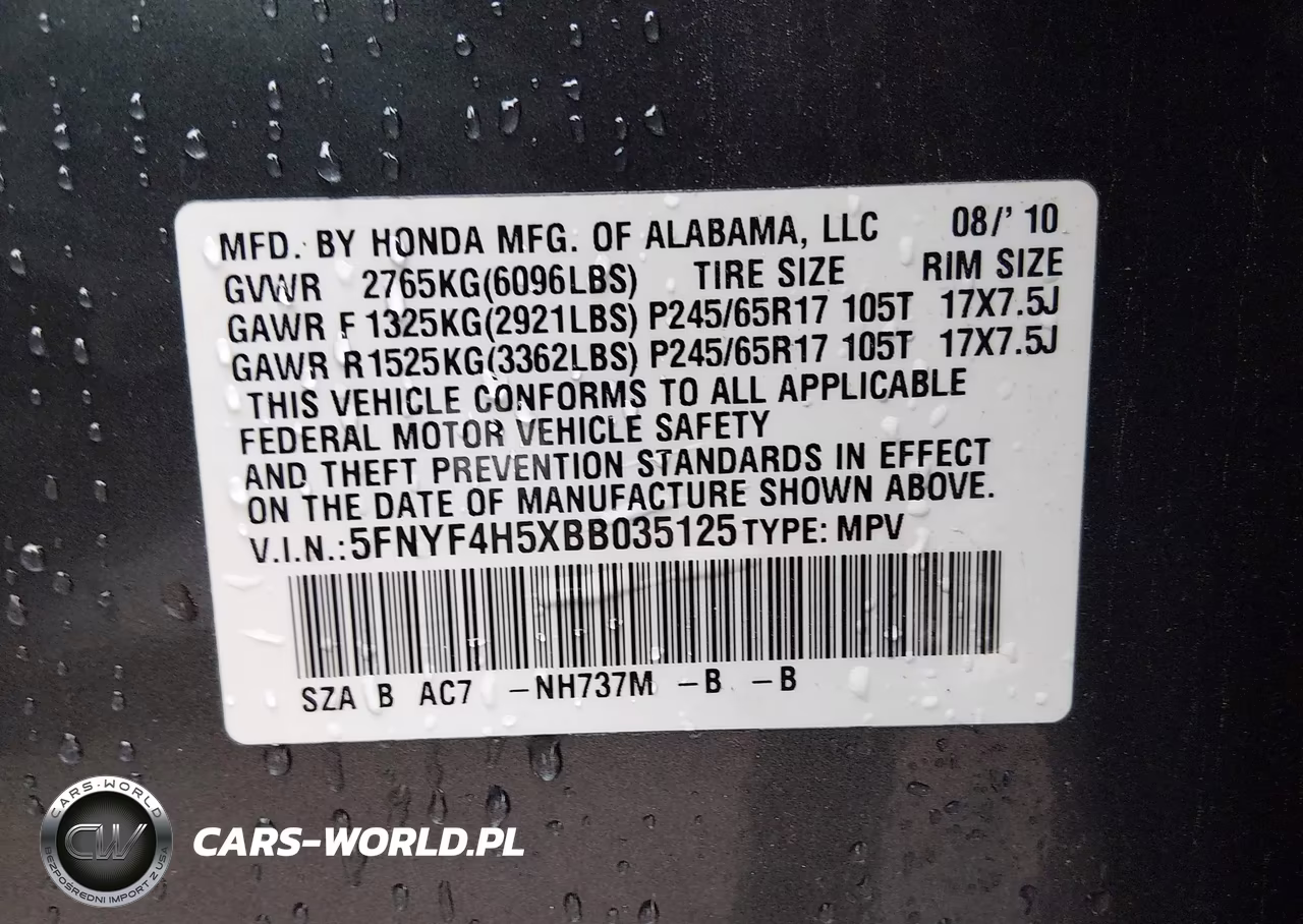 2011 Honda Pilot Ex-L VIN:5FNYF4H5XBB035125 - 9