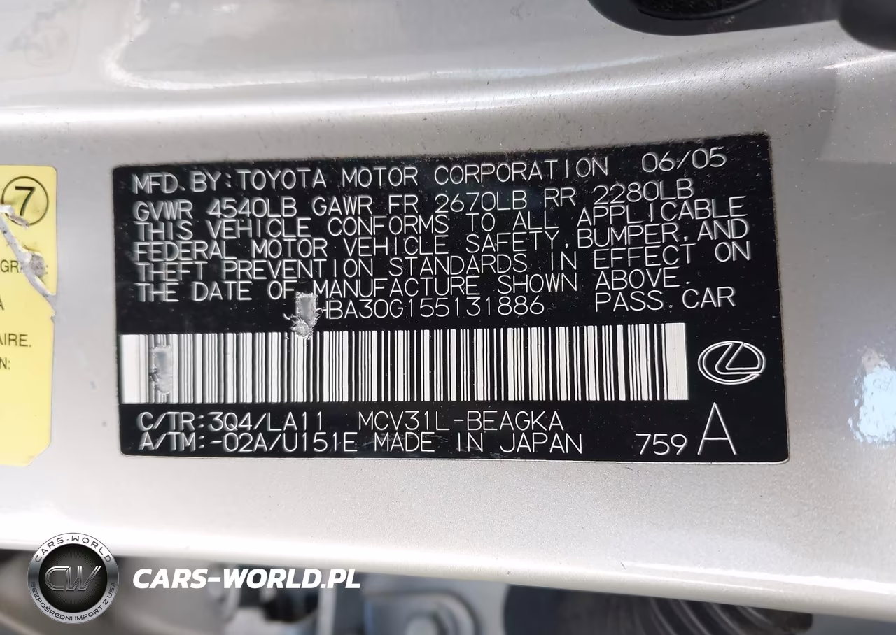 2005 Lexus Es 330 VIN:JTHBA30G155131886 - 9