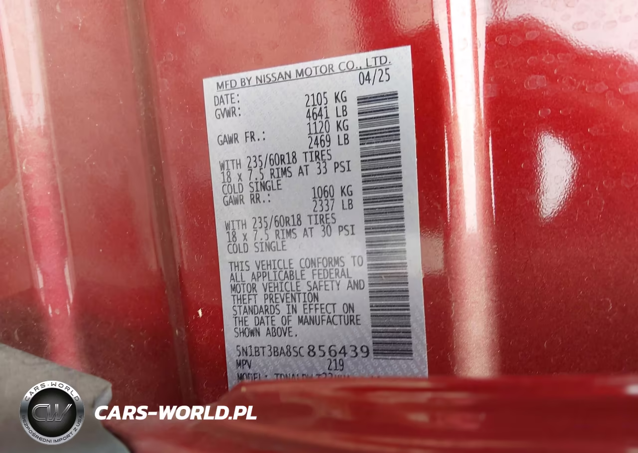 2025 Nissan Rogue Sv Fwd VIN:5N1BT3BA8SC856439 - 9