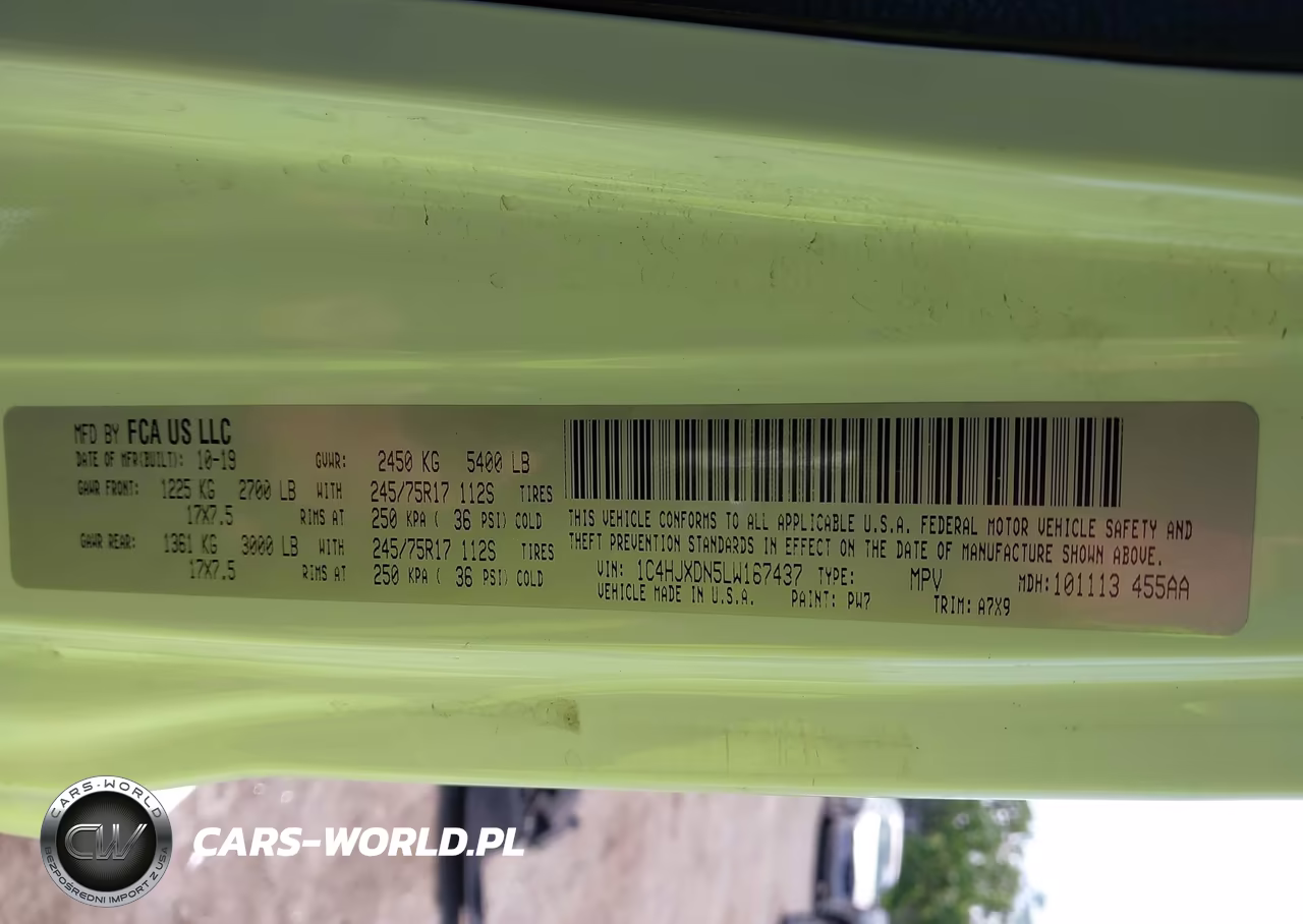 2020 Jeep Wrangler Unlimited Sport S 4X4 VIN:1C4HJXDN5LW167437 - 9