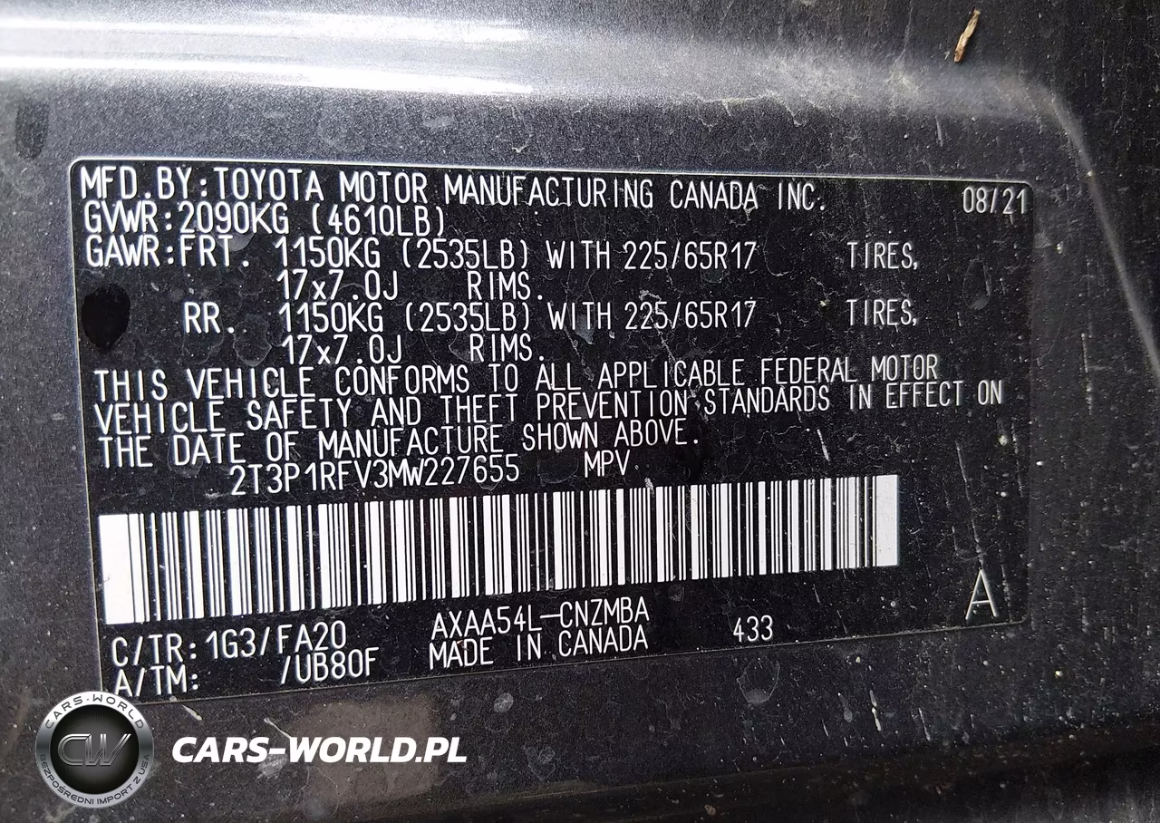 2021 Toyota Rav4 Xle VIN:2T3P1RFV3MW227655 - 9