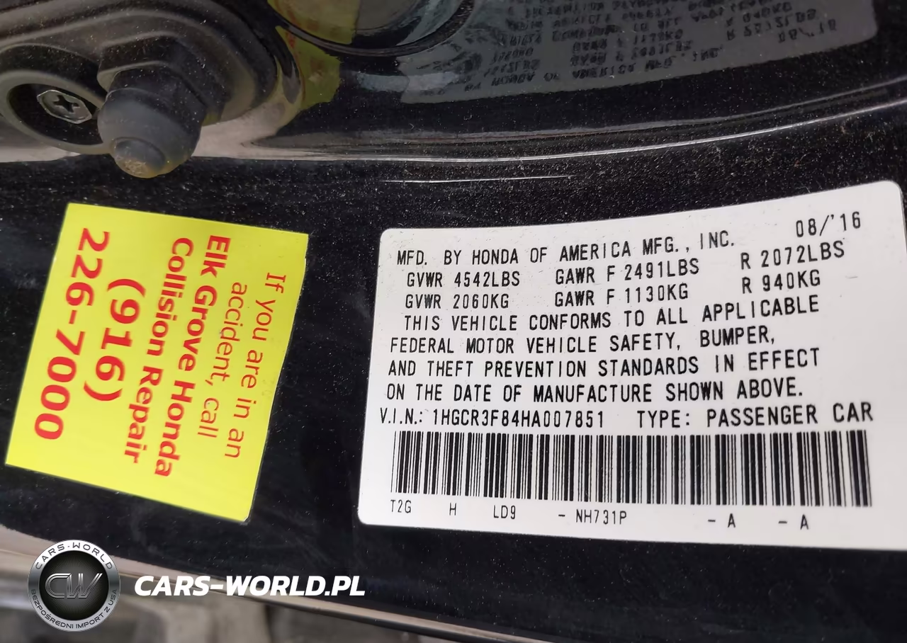 2017 Honda Accord Ex-L V6 VIN:1HGCR3F84HA007851 - 9