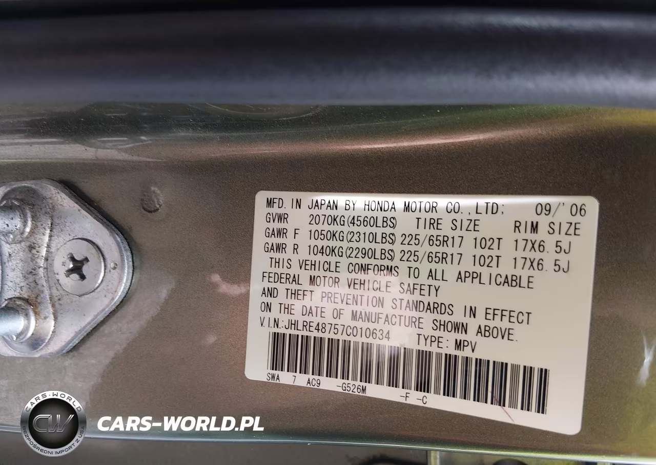 2007 Honda Cr-V Ex-L VIN:JHLRE48757C010634 - 9