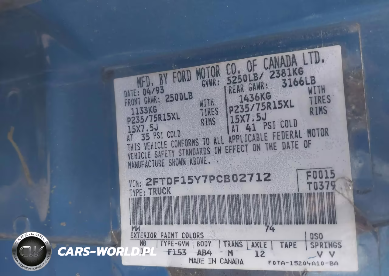 1993 Ford F150 VIN:2FTDF15Y7PCB02712 - 9