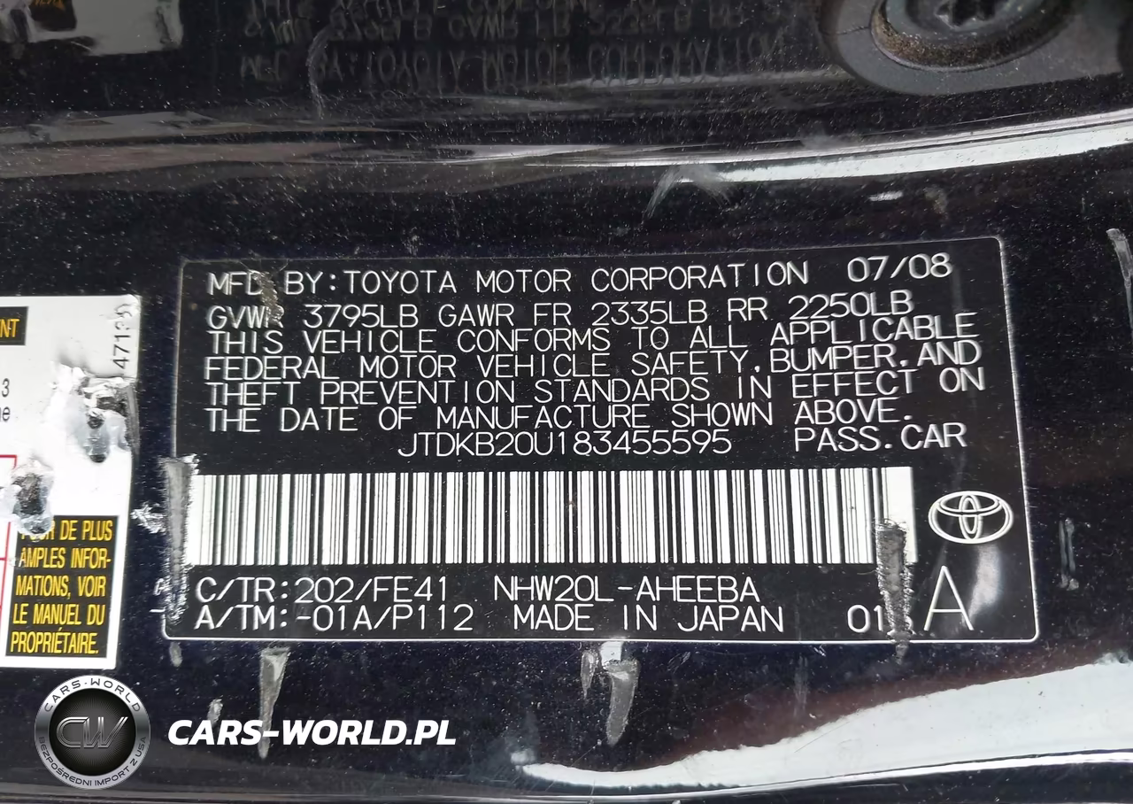 2008 Toyota Prius VIN:JTDKB20U183455595 - 9