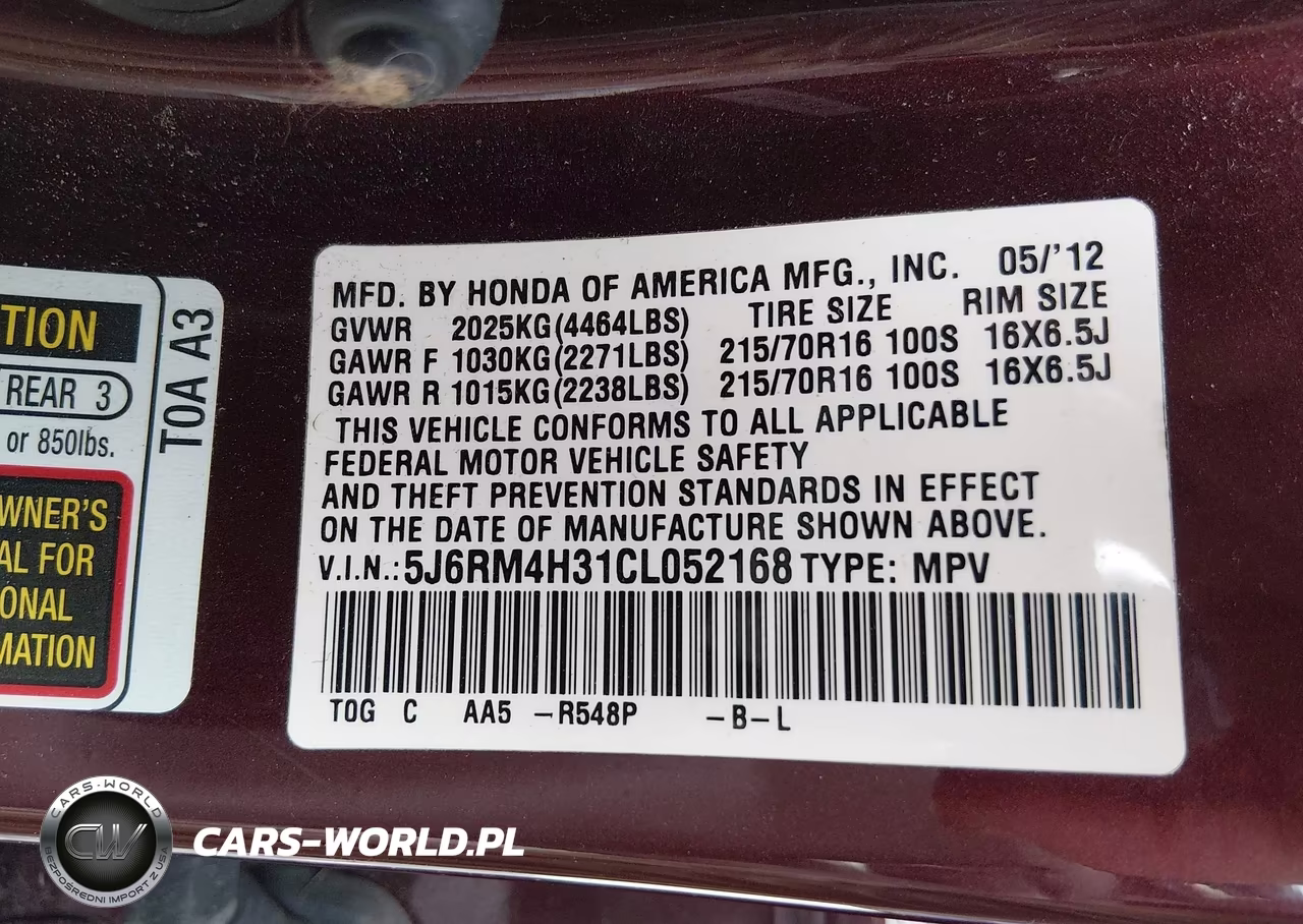 2012 Honda Cr-V Lx VIN:5J6RM4H31CL052168 - 9