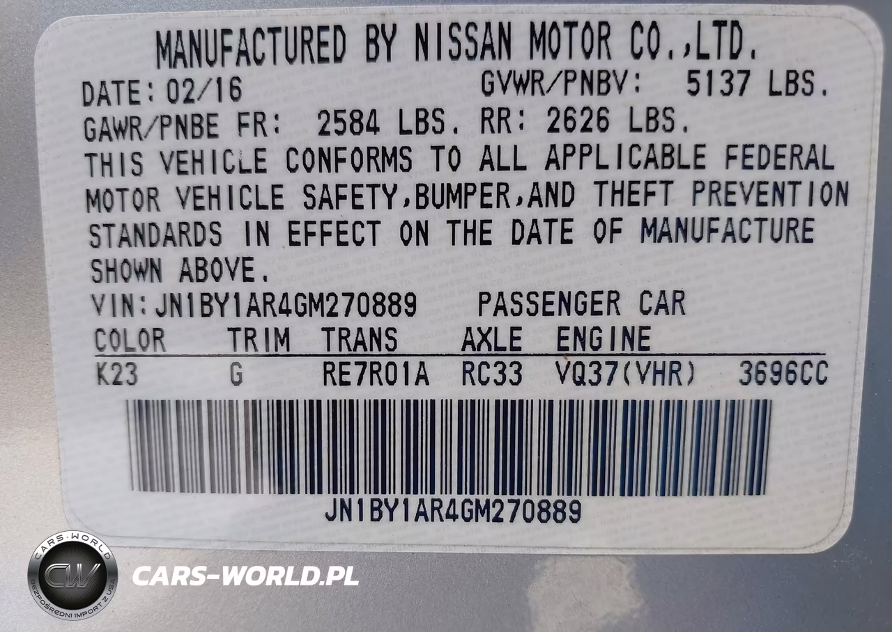 2016 Infiniti Q70 3.7X VIN:JN1BY1AR4GM270889 - 9