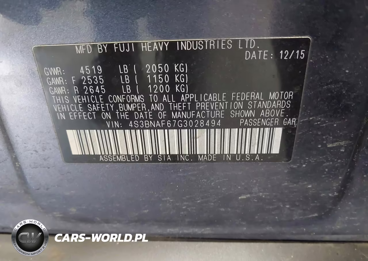 2016 Subaru Legacy 2.5I Premium VIN:4S3BNAF67G3028494 - 9
