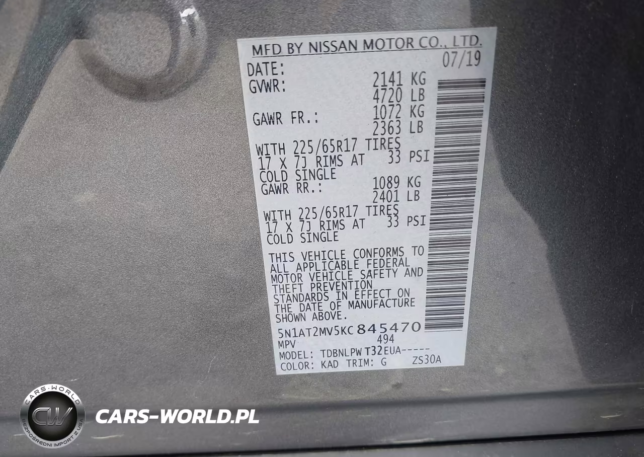 2019 Nissan Rogue S VIN:5N1AT2MV5KC845470 - 9