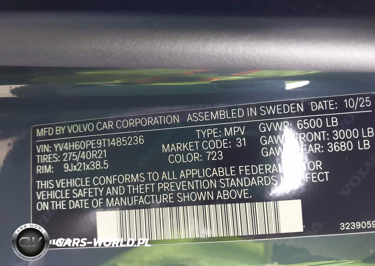 2026 Volvo Xc90 Plug-In Hybrid Plus, T8 Awd, Electric-Gasoline, Bright, 7 Seats VIN:YV4H60PE9T1485236 - 9