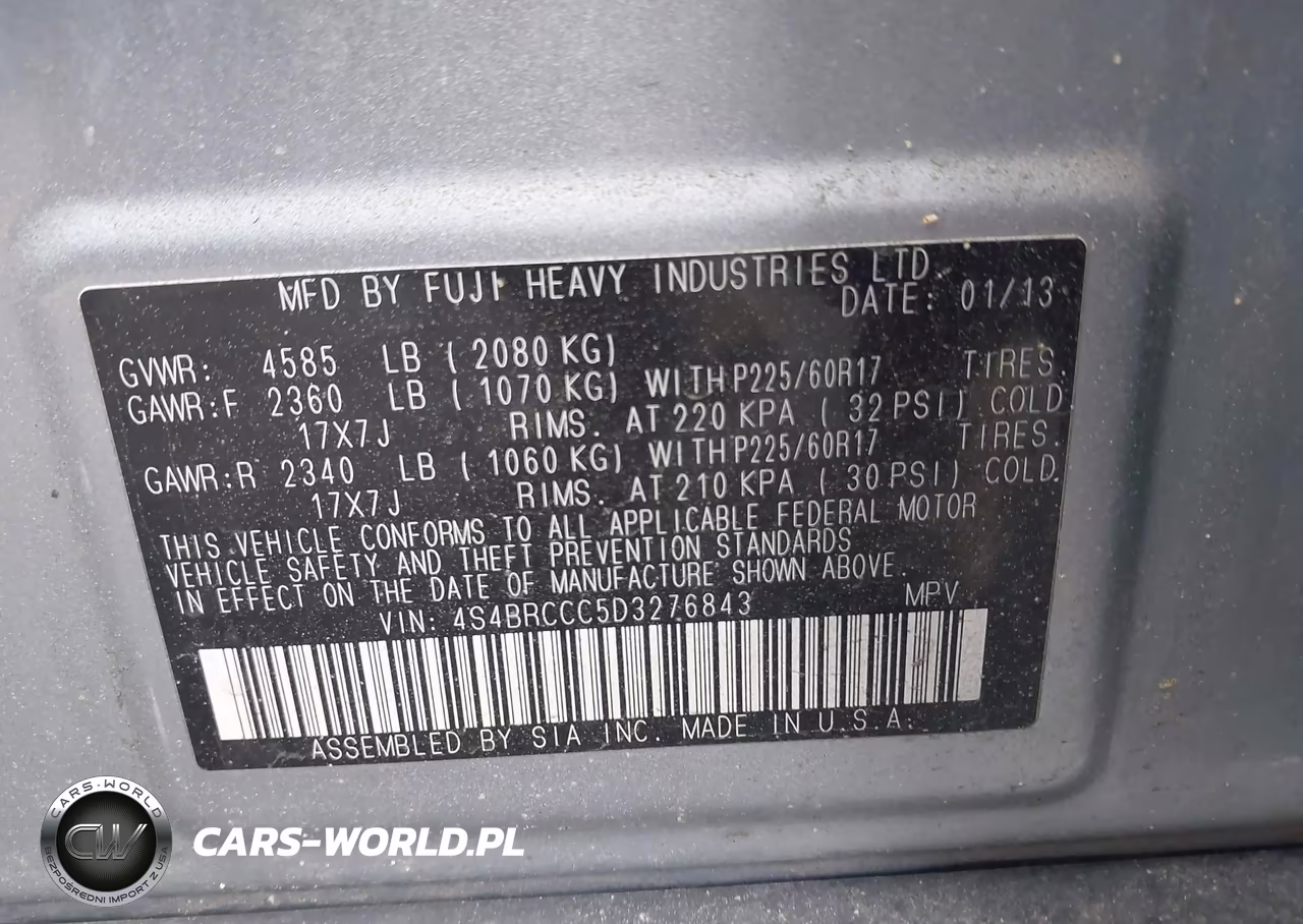2013 Subaru Outback 2.5I Premium VIN:4S4BRCCC5D3276843 - 9