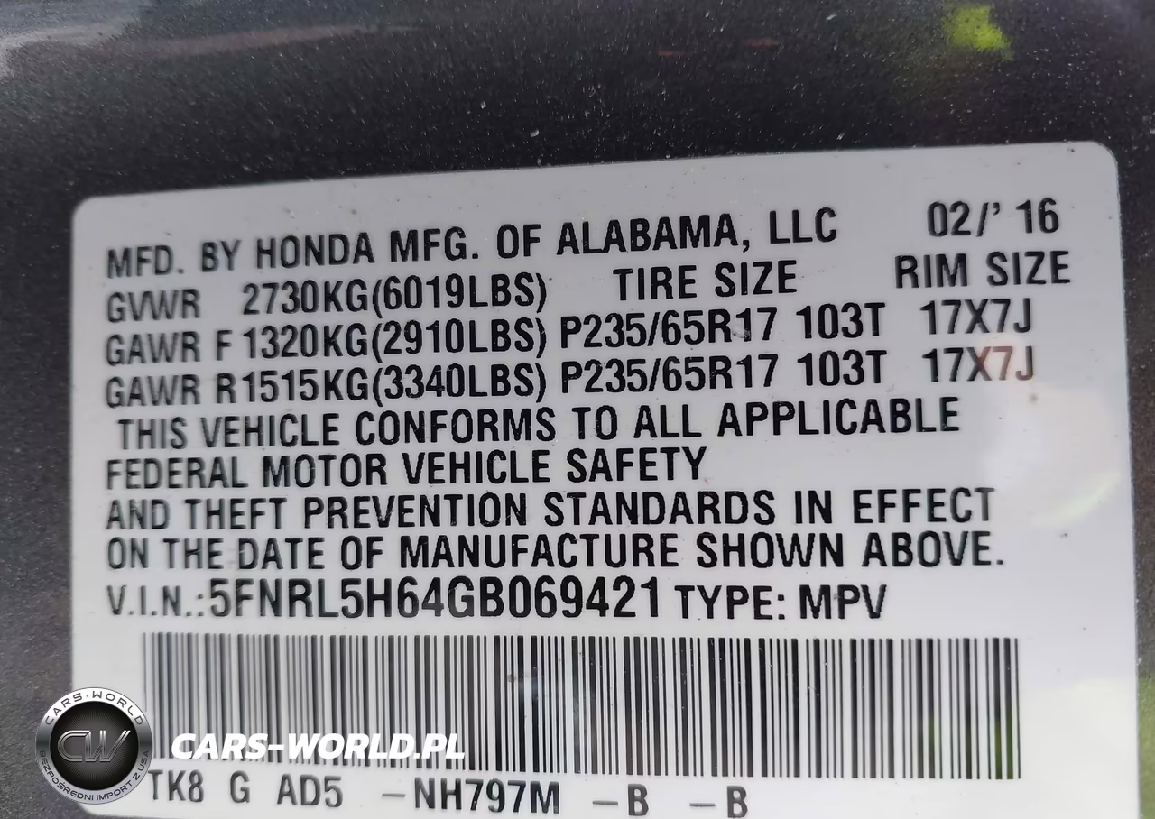 2016 Honda Odyssey Ex-L VIN:5FNRL5H64GB069421 - 9