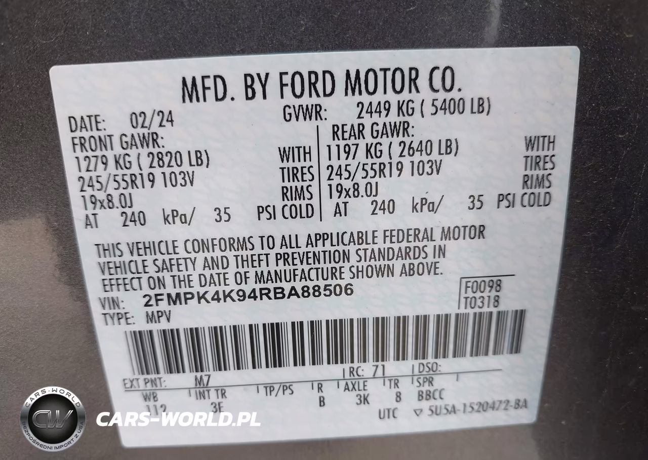 2024 Ford Edge Titanium VIN:2FMPK4K94RBA88506 - 9