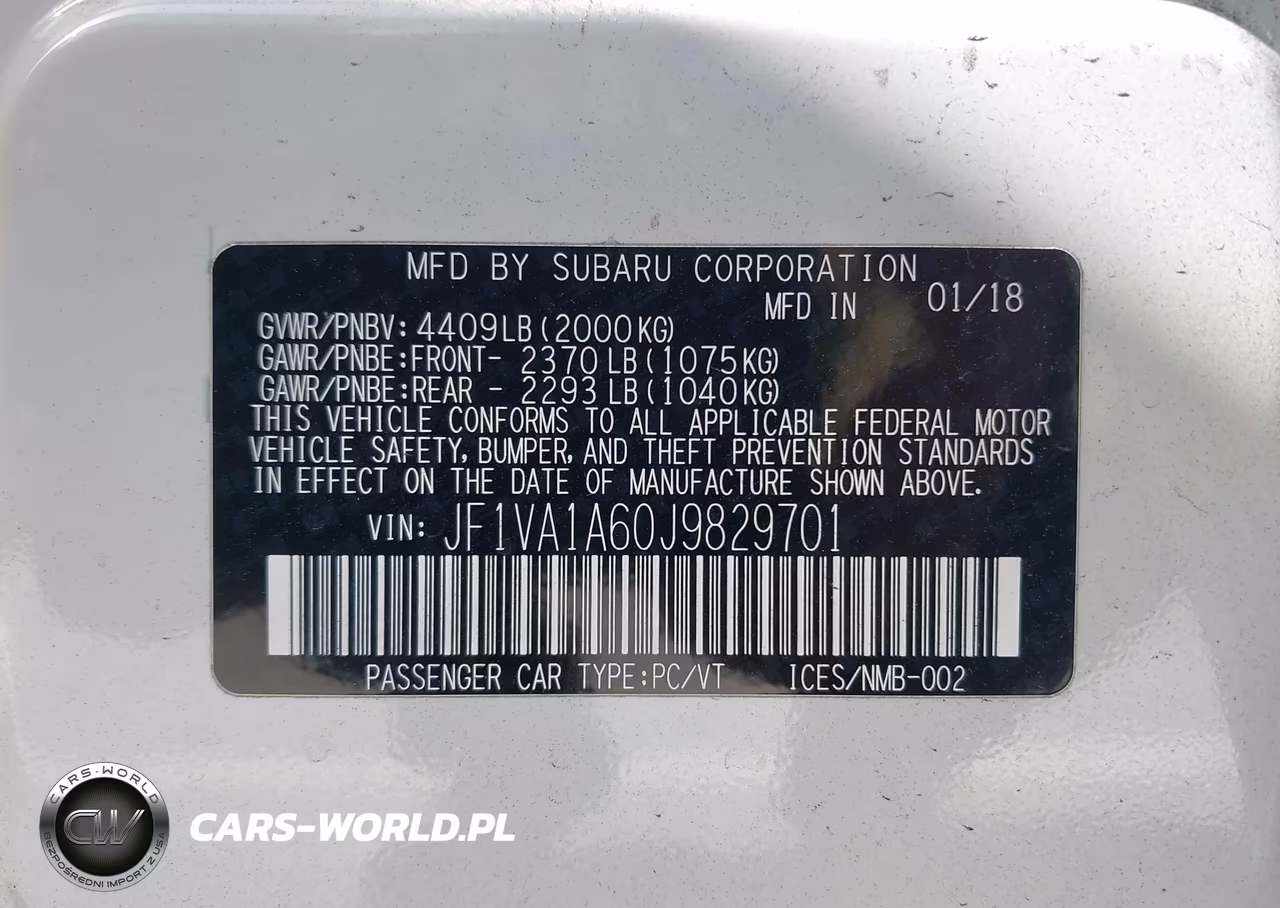 2018 Subaru Wrx VIN:JF1VA1A60J9829701 - 9