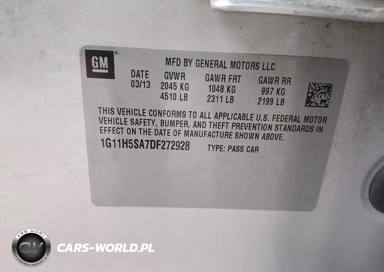 2013 Chevrolet Malibu 1Lz VIN:1G11H5SA7DF272928 - 9