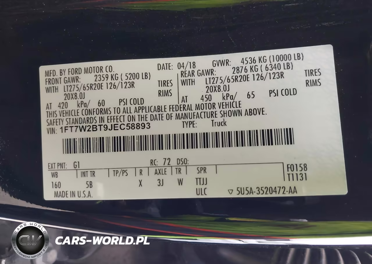 2018 Ford F-250 Lariat VIN:1FT7W2BT9JEC58893 - 9