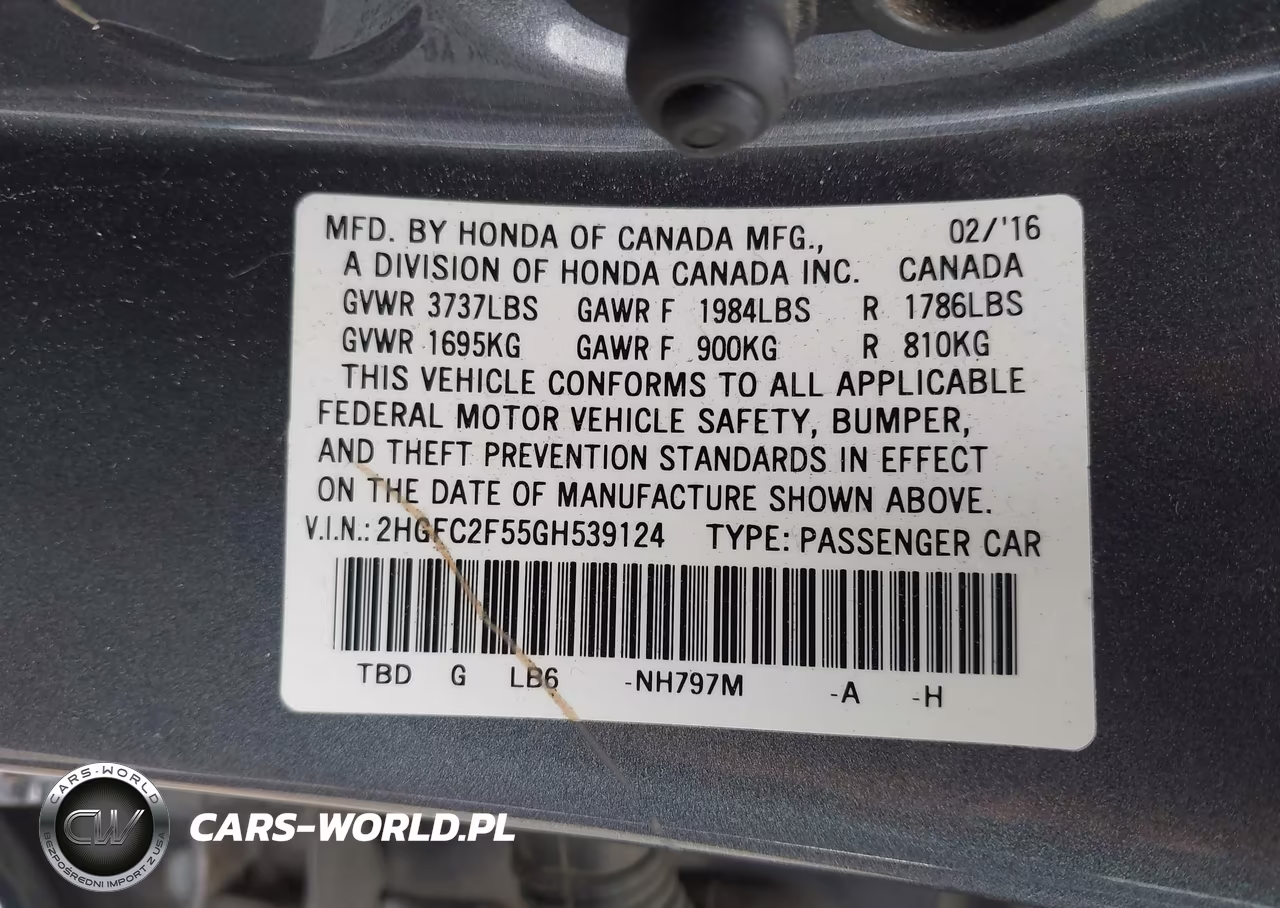 2016 Honda Civic Lx VIN:2HGFC2F55GH539124 - 9