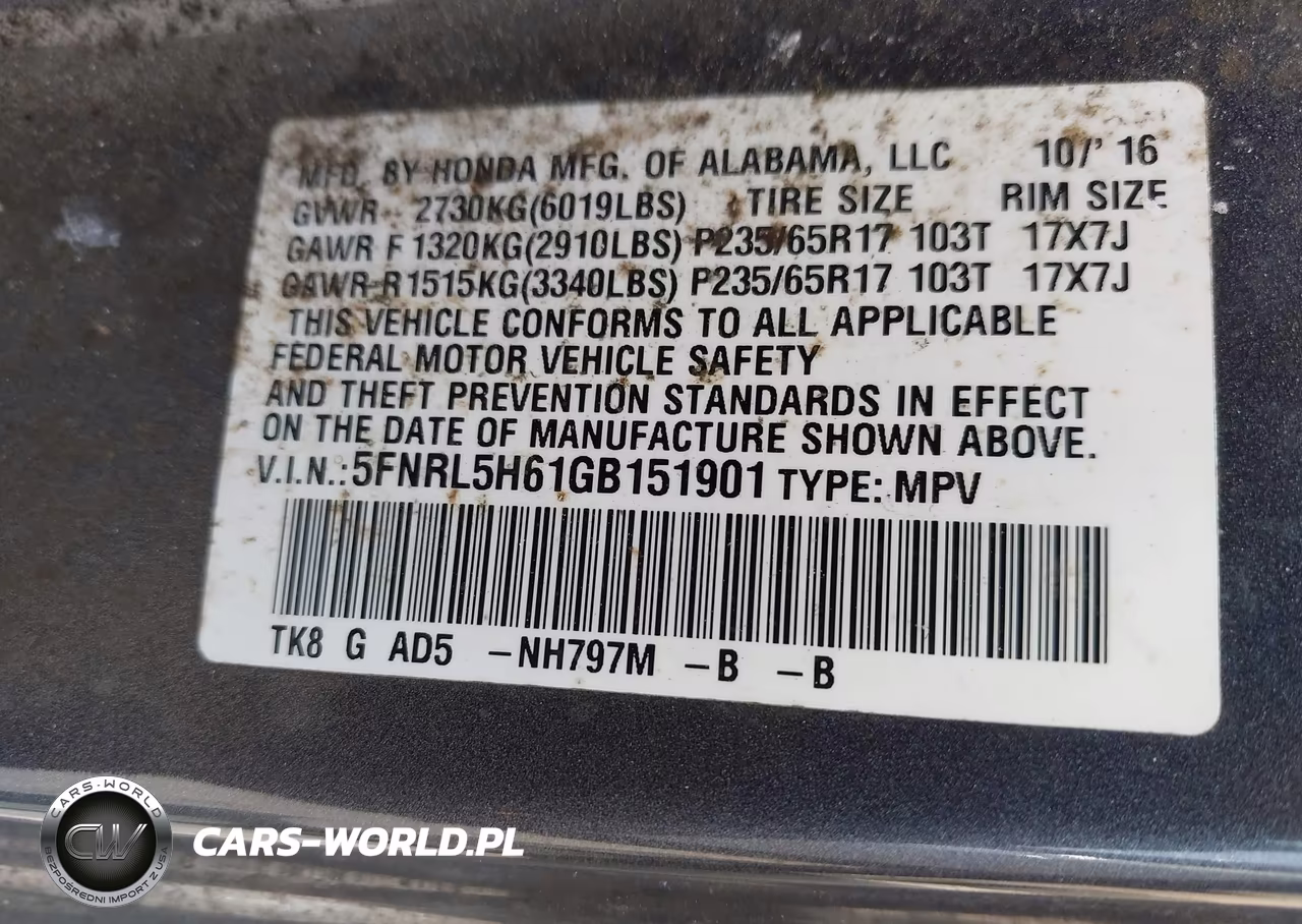 2016 Honda Odyssey Ex-L VIN:5FNRL5H61GB151901 - 9