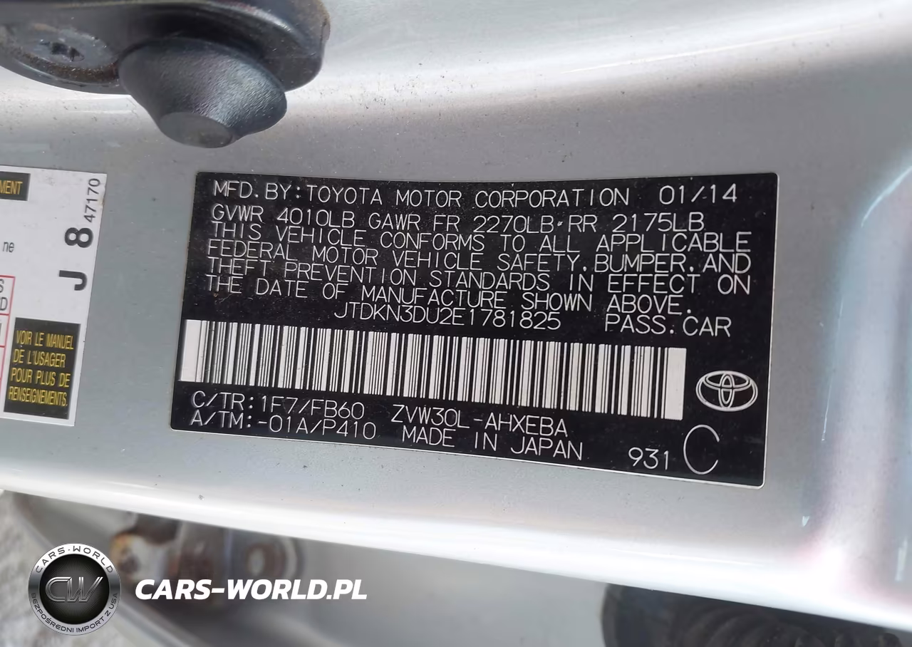2014 Toyota Prius Two VIN:JTDKN3DU2E1781825 - 9