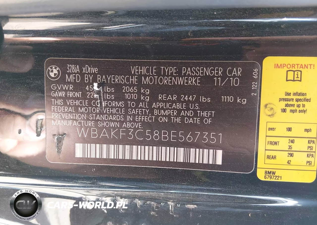 2011 BMW 328I xDrive VIN:WBAKF3C58BE567351 - 9