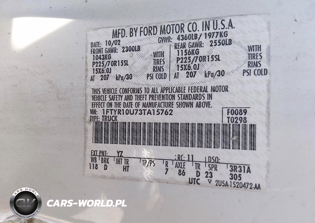 2003 Ford Ranger Edge-Xl-Xlt VIN:1FTYR10U73TA15762 - 9