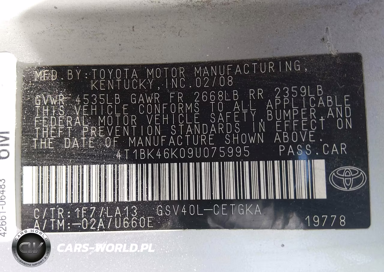 2009 Toyota Camry Xle V6 VIN:4T1BK46K09U075995 - 9