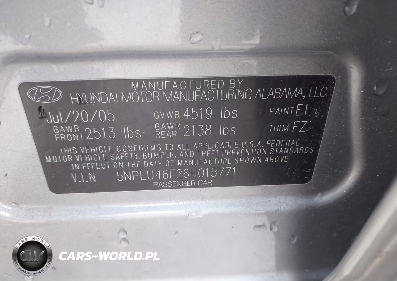 2006 Hyundai Sonata Gls V6-Lx V6 VIN:5NPEU46F26H015771 - 9