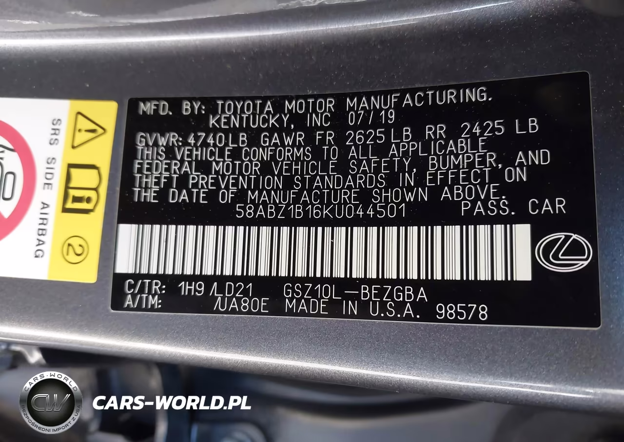 2019 Lexus Es 350 VIN:58ABZ1B16KU044501 - 9