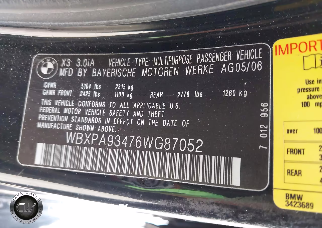 2006 BMW X3 3.0I VIN:WBXPA93476WG87052 - 9
