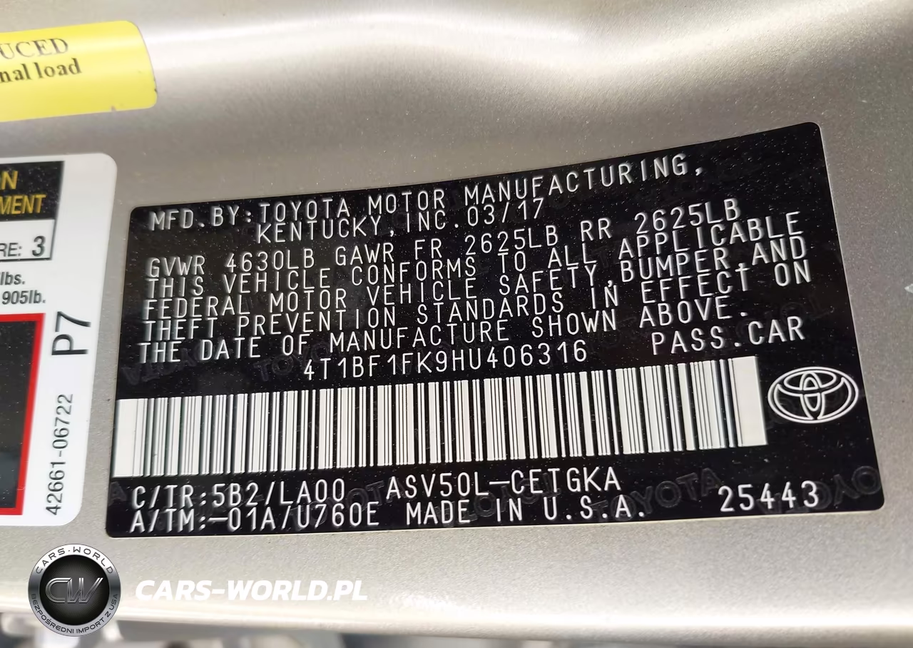2017 Toyota Camry Xle VIN:4T1BF1FK9HU406316 - 9