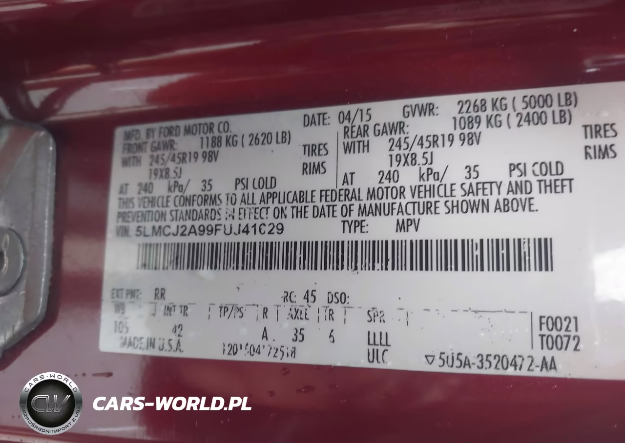 2015 Lincoln Mkc VIN:5LMCJ2A99FUJ41629 - 9