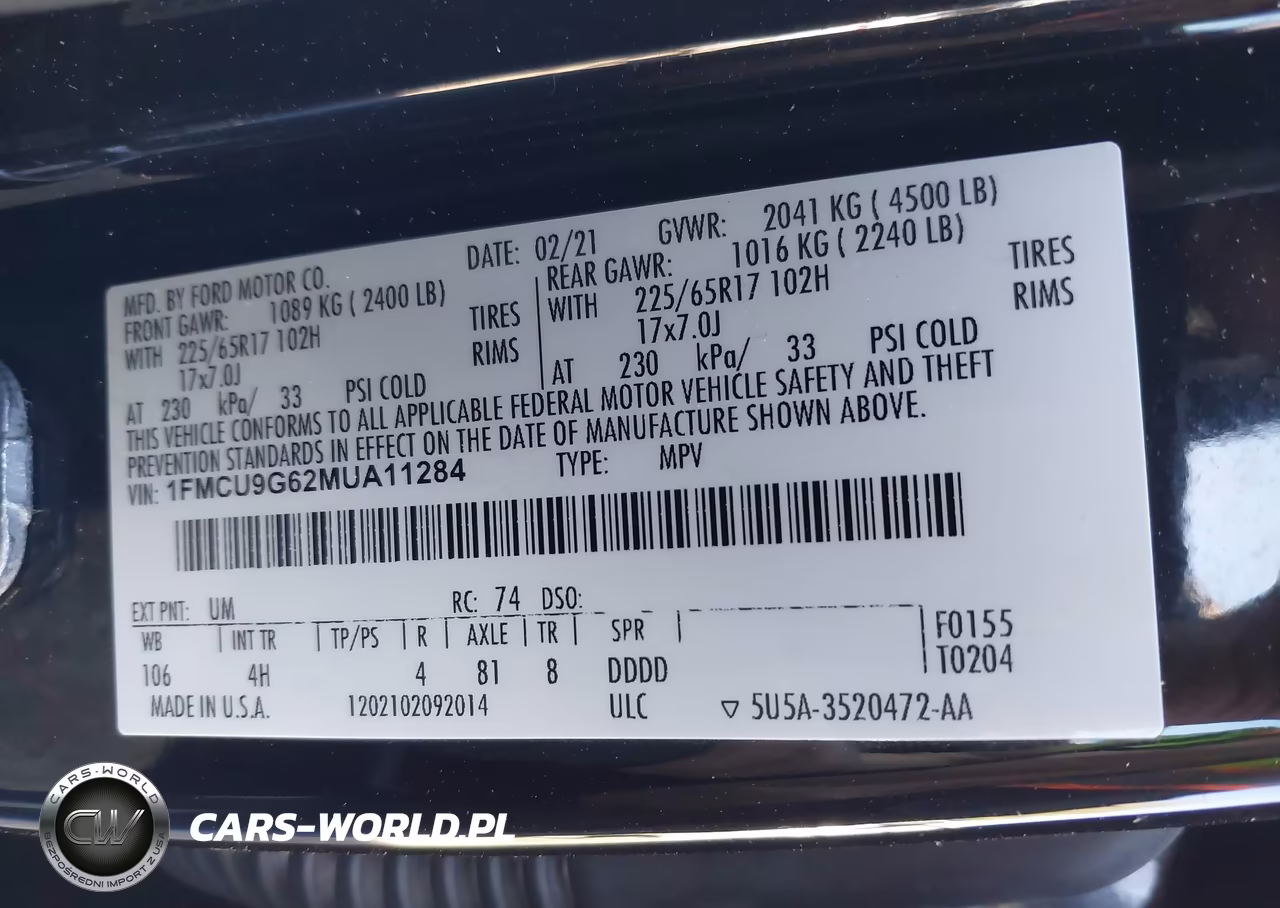 2021 Ford Escape Se VIN:1FMCU9G62MUA11284 - 9