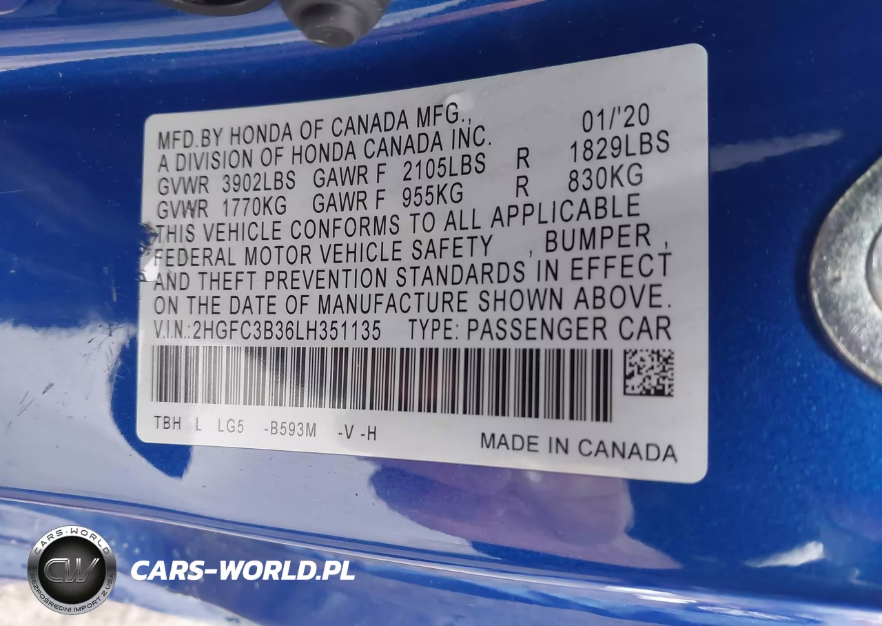 2020 Honda Civic Ex VIN:2HGFC3B36LH351135 - 9