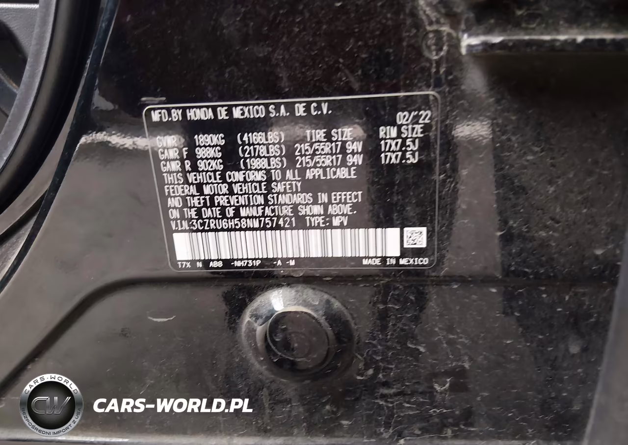 2022 Honda Hr-V Awd Ex VIN:3CZRU6H58NM757421 - 9