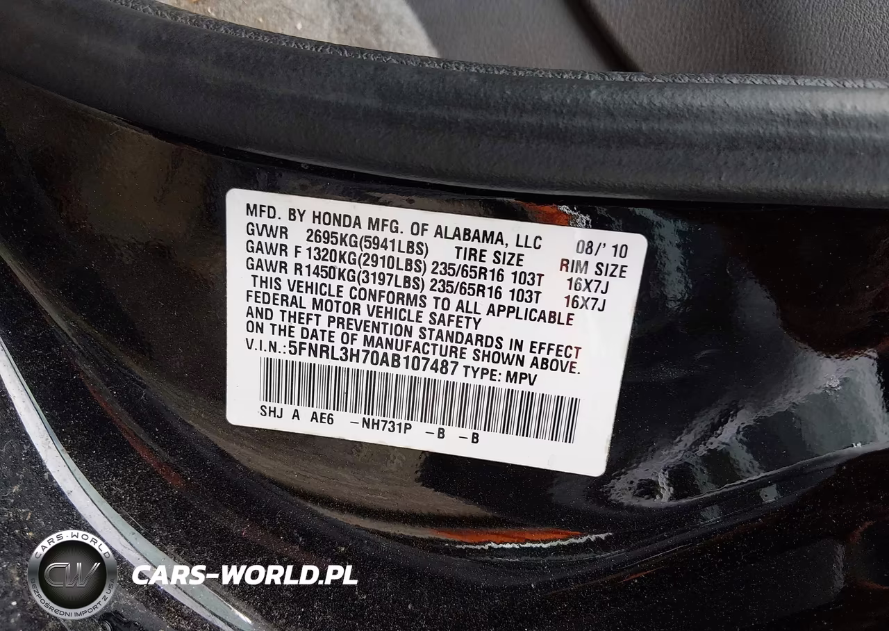 2010 Honda Odyssey Ex-L VIN:5FNRL3H70AB107487 - 9
