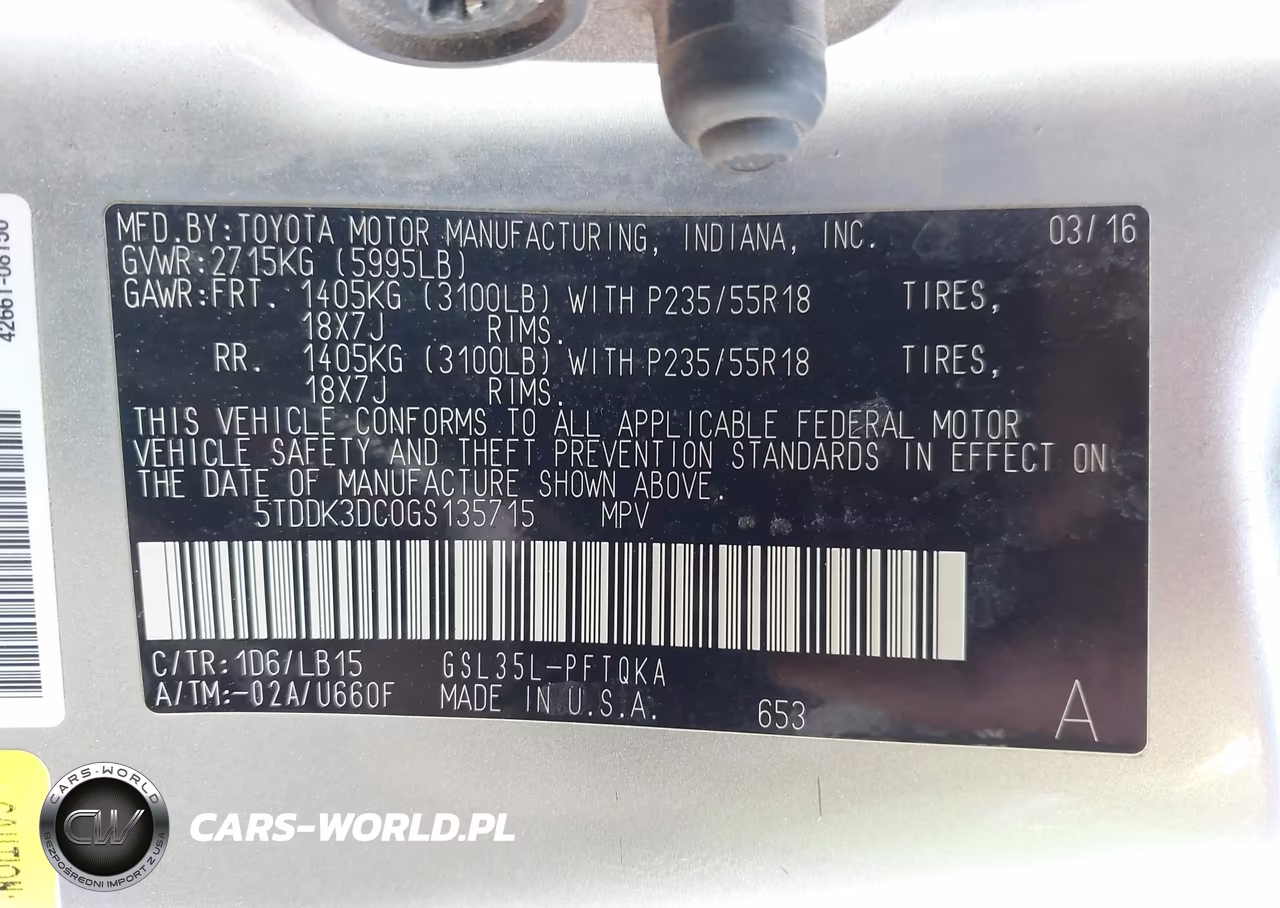 2016 Toyota Sienna Limited 7 Passenger VIN:5TDDK3DC0GS135715 - 9