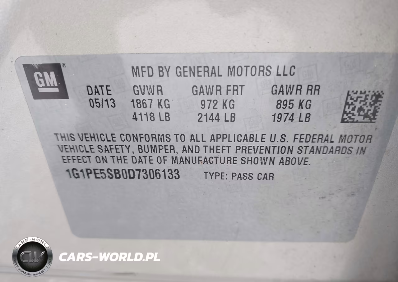 2013 Chevrolet Cruze 2Lt Auto VIN:1G1PE5SB0D7306133 - 9