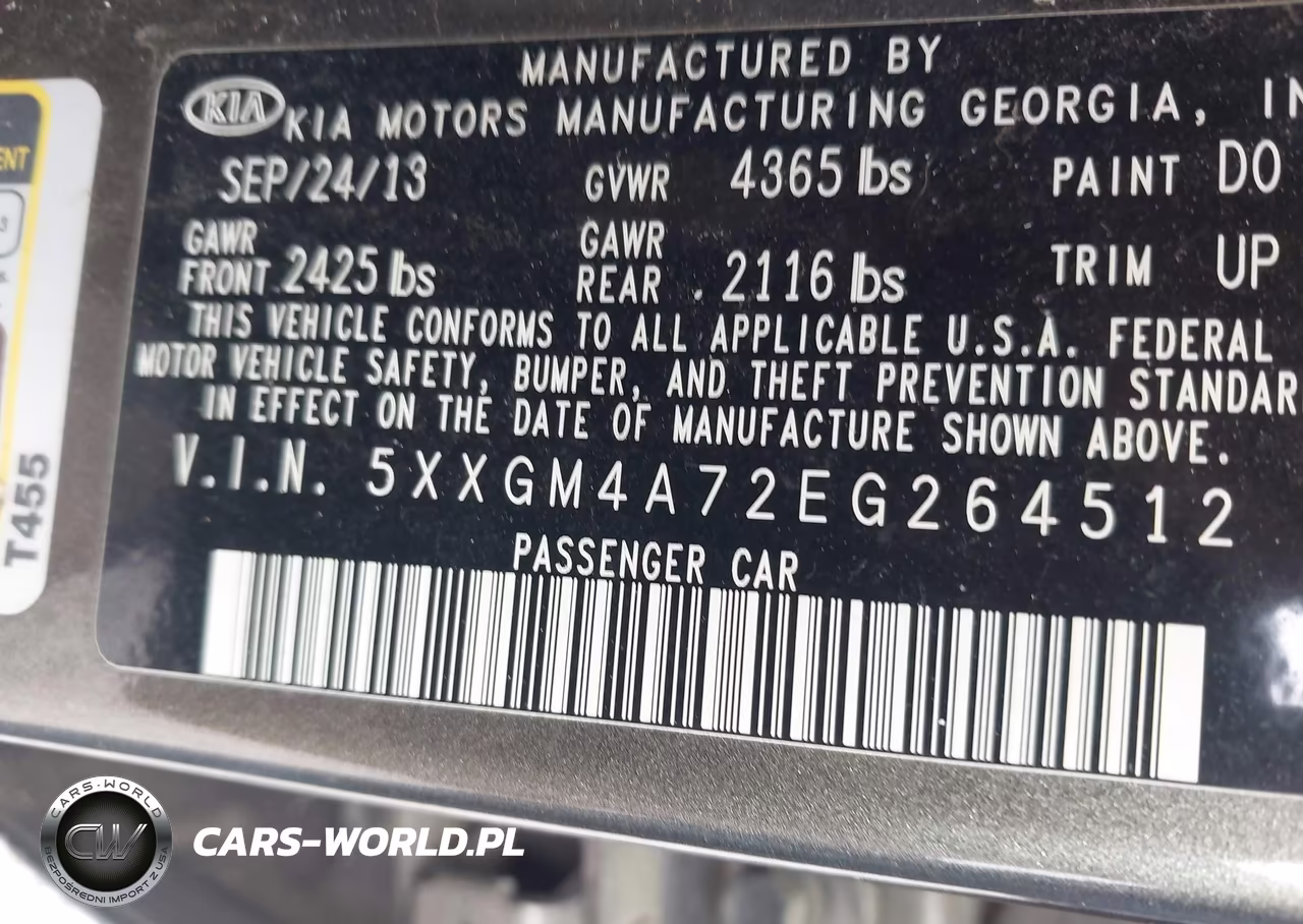 2014 Kia Optima Lx VIN:5XXGM4A72EG264512 - 9